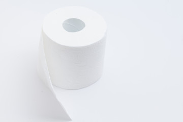 White toilet paper roll isolated on a white background