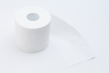 White toilet paper roll isolated on a white background