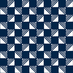 Abstract indigo shibori seamless vector pattern with mosaic