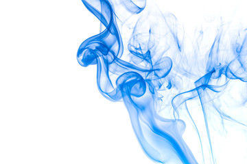 Blue smoke on white background