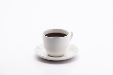 A cup of black coffee isolated on white background