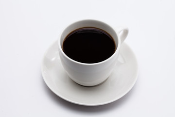 A cup of black coffee isolated on white background