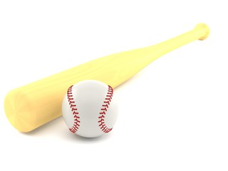 Baseball ball with baseball bat