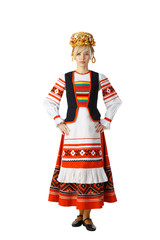 Beautiful smiling girl in Belarusian national costume