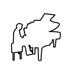 piano player outline on white background