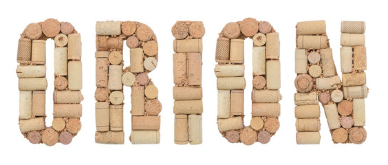 Grape variety Orion made of wine corks Isolated on white background