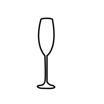 champagne flute outline on white background