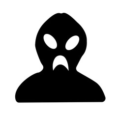 alien head silhouette on white background, in black