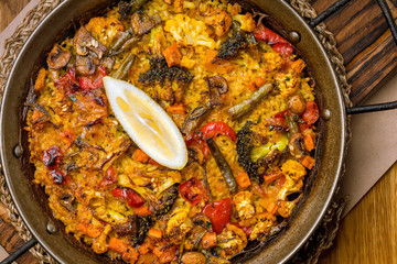 Spanish paella with vegetables