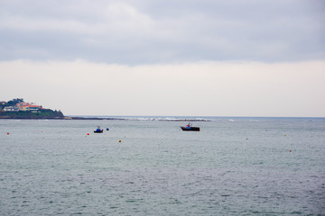 Fototapeta na wymiar Fisherman's boats on Atlantic ocean, Vigo, Galicia, Spain