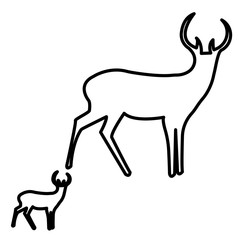 deer family outline on white background