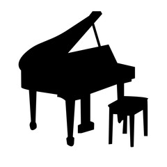 grand piano silhouette on white background,in black