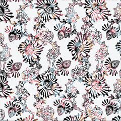 Fototapeta na wymiar Beautiful seamless floral pattern with watercolor effect. Flower vector illustration