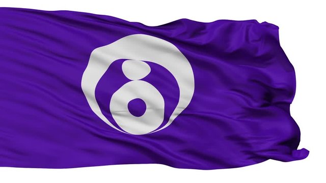 Ishinomaki flag, Miyagi prefecture, realistic animation isolated on white seamless loop - 10 seconds long (alpha channel is included)