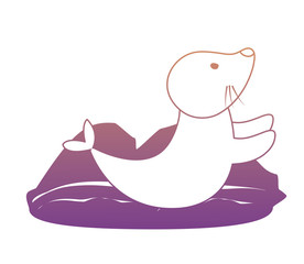 cute seal in the water over white background, colorful design. vector illustration
