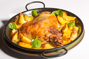 Slow cooked lamb shoulder with potato