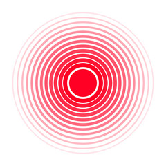 Pain concentration icon. Red circles, symbol of pain concentration for medical painkiller drugs, headache, muscle and stomach ache designation