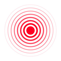 Pain concentration icon. Red circles, symbol of pain concentration for medical painkiller drugs, headache, muscle and stomach ache designation