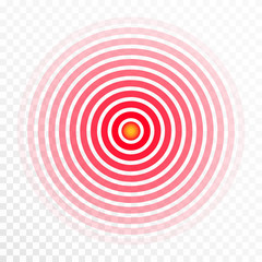 Pain concentration icon. Red trasparent circles, symbol of pain concentration for medical painkiller drugs, headache, muscle and stomach ache designation