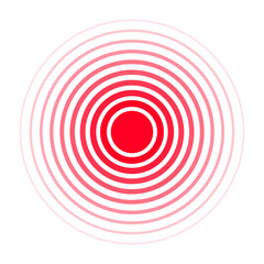 Pain concentration icon. Red circles, symbol of pain concentration for medical painkiller drugs, headache, muscle and stomach ache designation