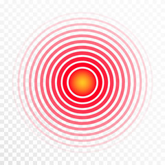 Pain concentration icon. Red trasparent circles, symbol of pain concentration for medical painkiller drugs, headache, muscle and stomach ache designation