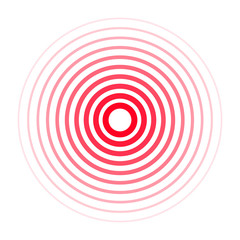 Pain concentration icon. Red circles, symbol of pain concentration for medical painkiller drugs, headache, muscle and stomach ache designation