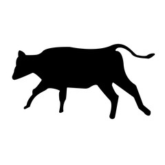 cow silhouette clip art on white background, in black