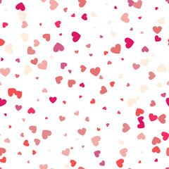 Background with different colored confetti hearts for valentine time. Seamless pattern