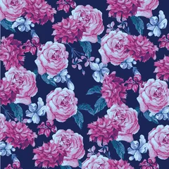 Draagtas Beautiful seamless floral pattern with watercolor effect. Flower vector illustration © ESN design