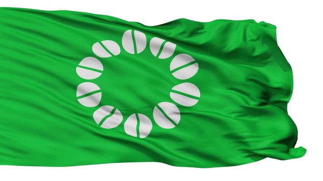 Ito flag, Shizuoka prefecture, realistic animation isolated on white seamless loop - 10 seconds long (alpha channel is included)