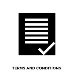 terms and conditions  icon on white background, in black, vector icon illustration