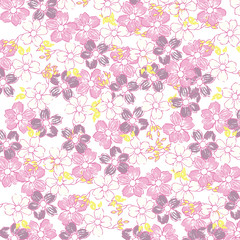 Beautiful seamless floral pattern with watercolor effect. Flower vector illustration