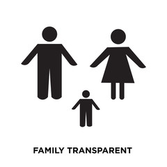 family transparent icion on white background, in black, vector icon illustration