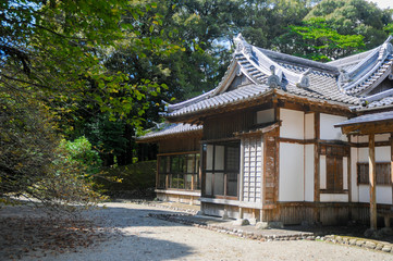 Japanese Old House located in Shizuoka, Japan. The house in Japan is usually made of wood and good air system for both summer and winter.