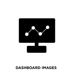 dashboard images icon on white background, in black, vector icon illustration