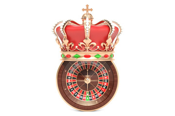 Casino roulette with royal crown, 3D rendering