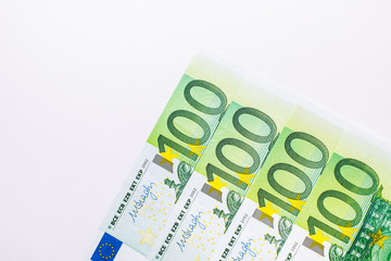 American one hundred dollar bills. Euro banknotes.