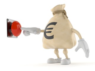 Fototapeta premium Euro money bag character pushing button