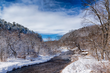 Flowing Kinnickinnic River in Winter