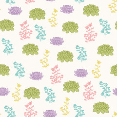 Succulents vector seamless pattern