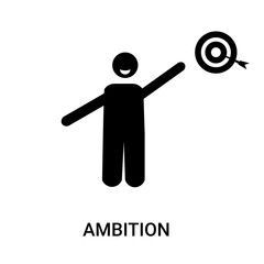 ambition icon on white background, in black, vector icon illustration