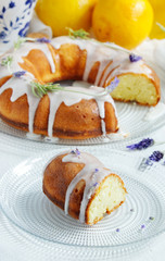 Lemon Cake with homemade limoncello and lavander