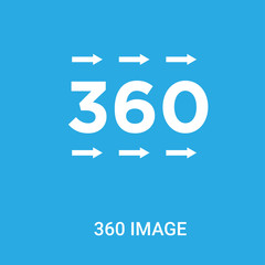 360 image icon on blue background, in white, vector icon illustration