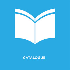 catalogue icon on blue background, in white, vector icon illustration