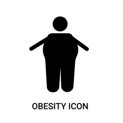 obesity icon on white background, in black, vector icon illustration