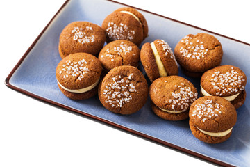 Cinnamon Ginger Cookies Isolated on White Background. Selective focus.