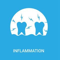 inflammation icon on blue background, in white, vector icon illustration