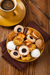 Homemade European Bakery Style Cookies Variety Flavors. Selective focus.