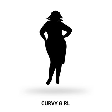 curvy girl silhouette isolated on white background
