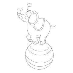 Circus elephant on the big ball vector doodle style